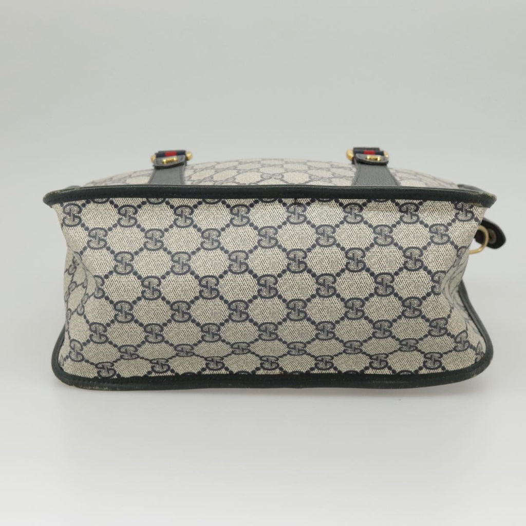 GUCCI GG Supreme Sherry Line Hand Bag PVC 2way Navy Red 58 02 039 99707