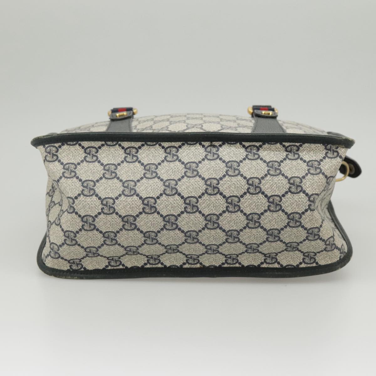 GUCCI GG Supreme Sherry Line Hand Bag PVC 2way Navy Red 58 02 039 99707