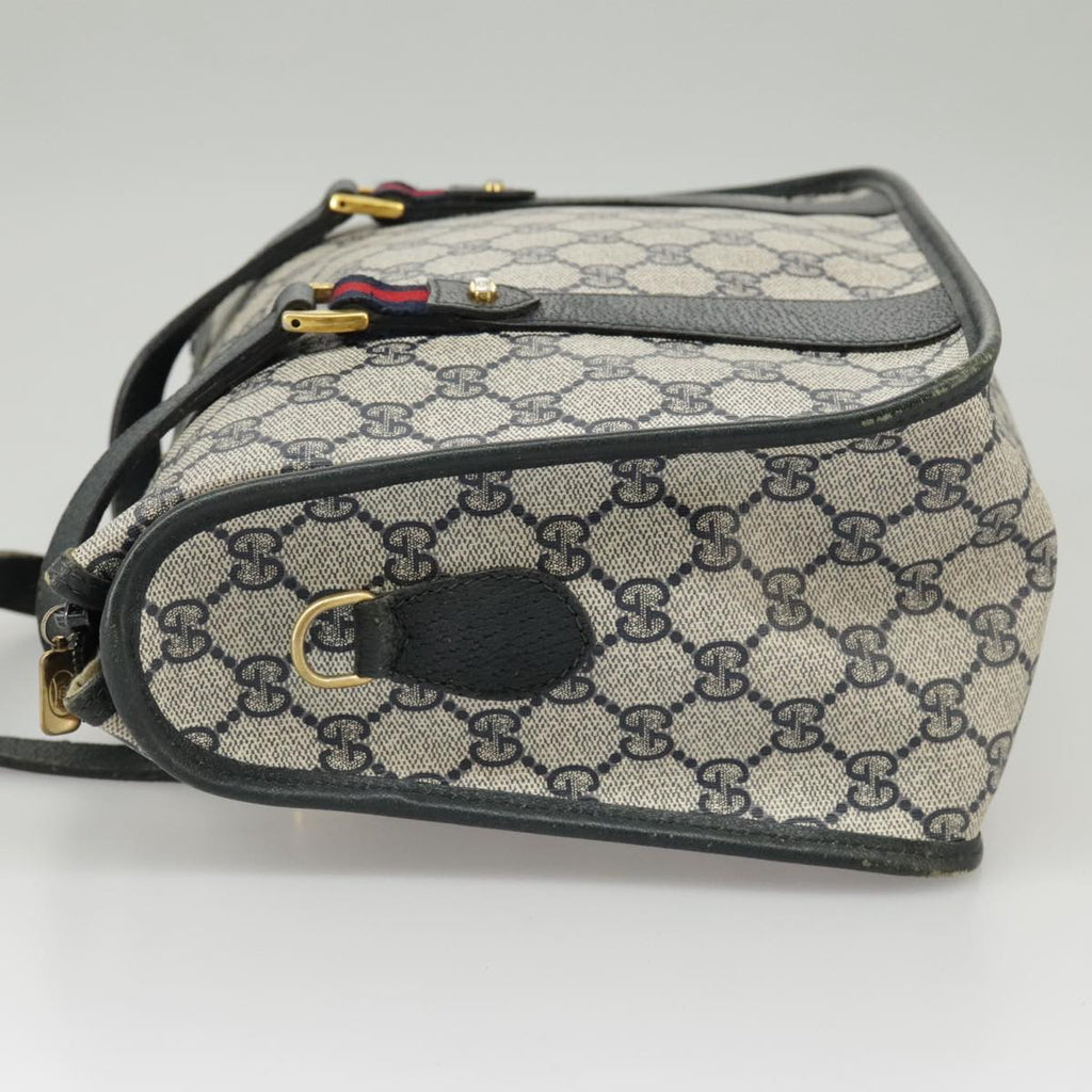GUCCI GG Supreme Sherry Line Hand Bag PVC 2way Navy Red 58 02 039 99707