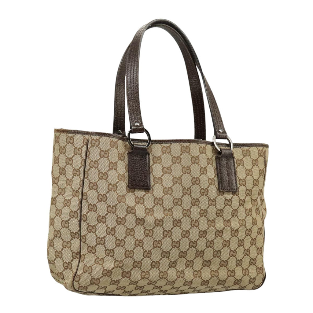 GUCCI GG Canvas Tote Bag Beige Silver 113017 99729