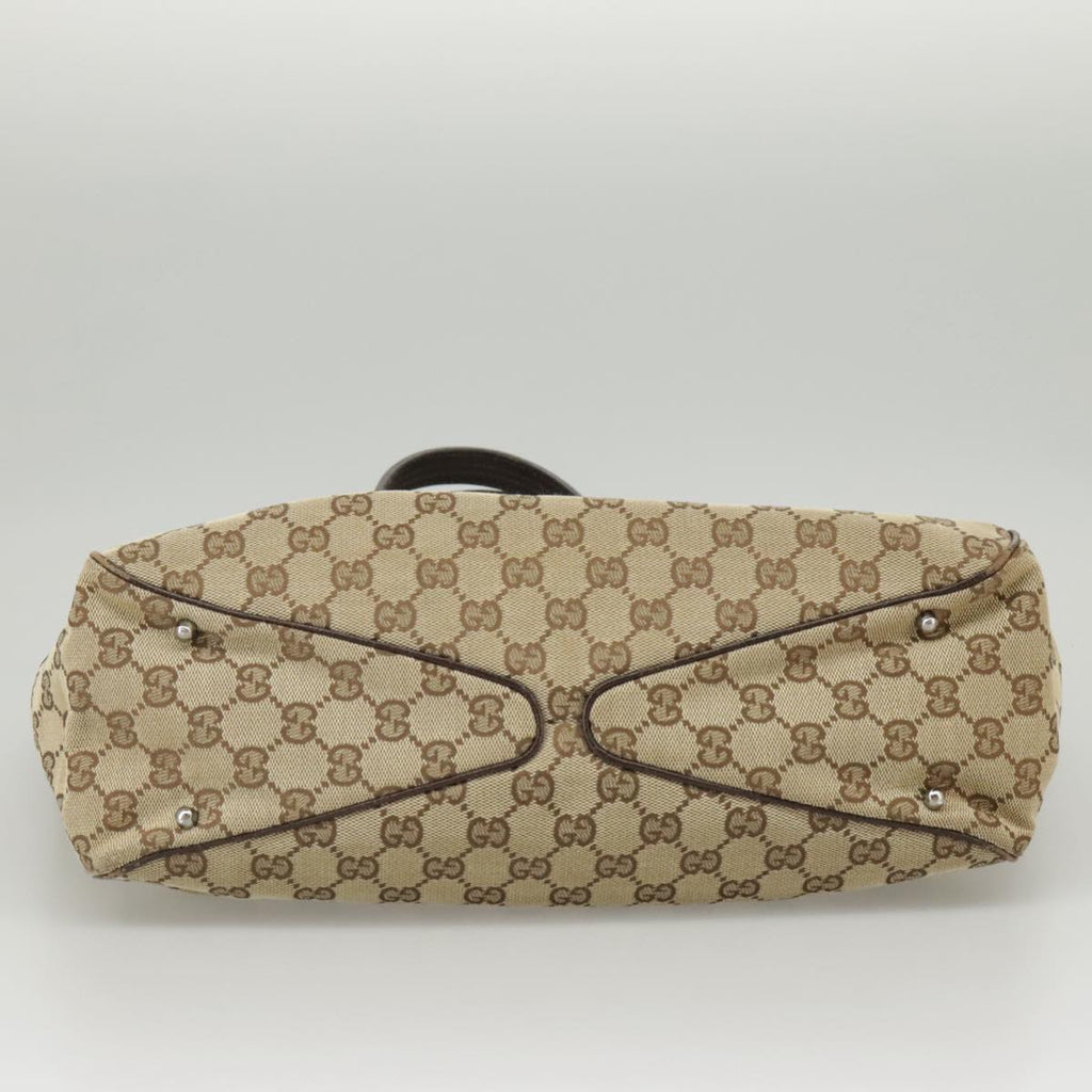 GUCCI GG Canvas Tote Bag Beige Silver 113017 99729
