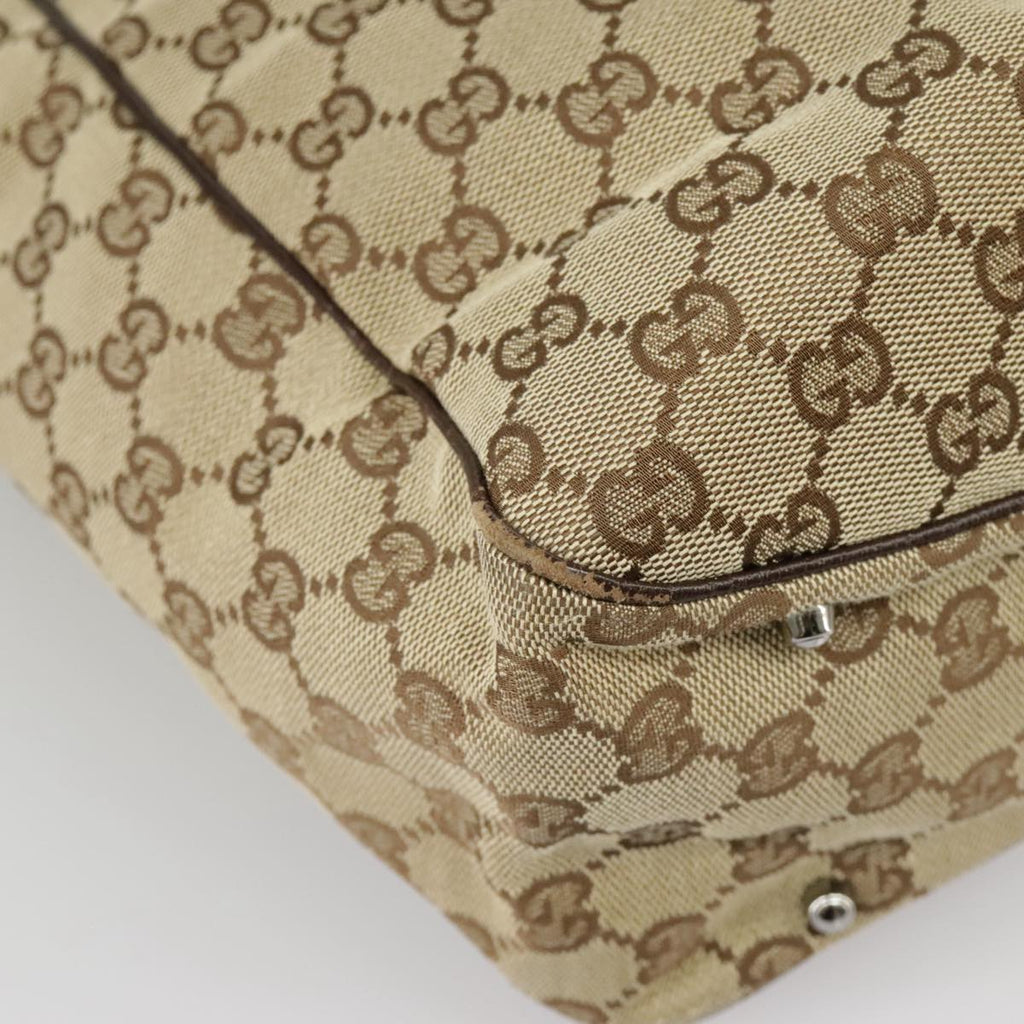 GUCCI GG Canvas Tote Bag Beige Silver 113017 99729