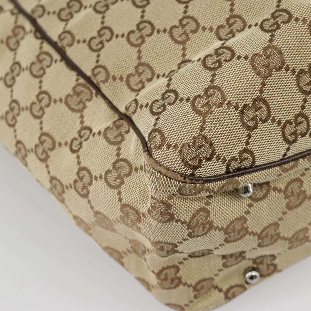 GUCCI GG Canvas Tote Bag Beige Silver 113017 99729
