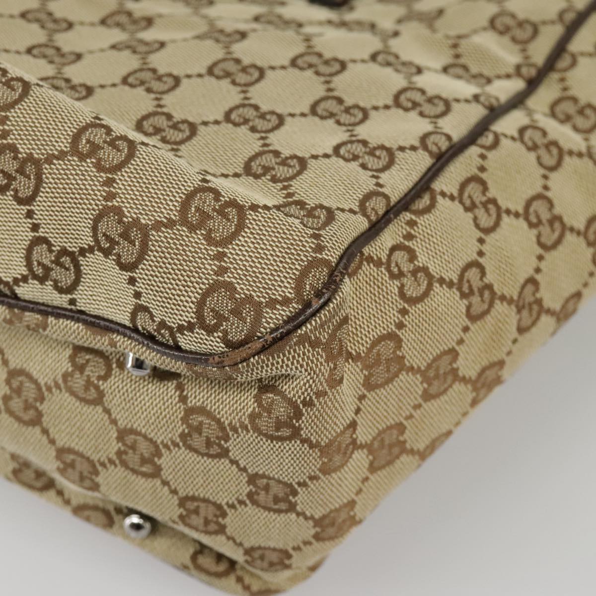 GUCCI GG Canvas Tote Bag Beige Silver 113017 99729