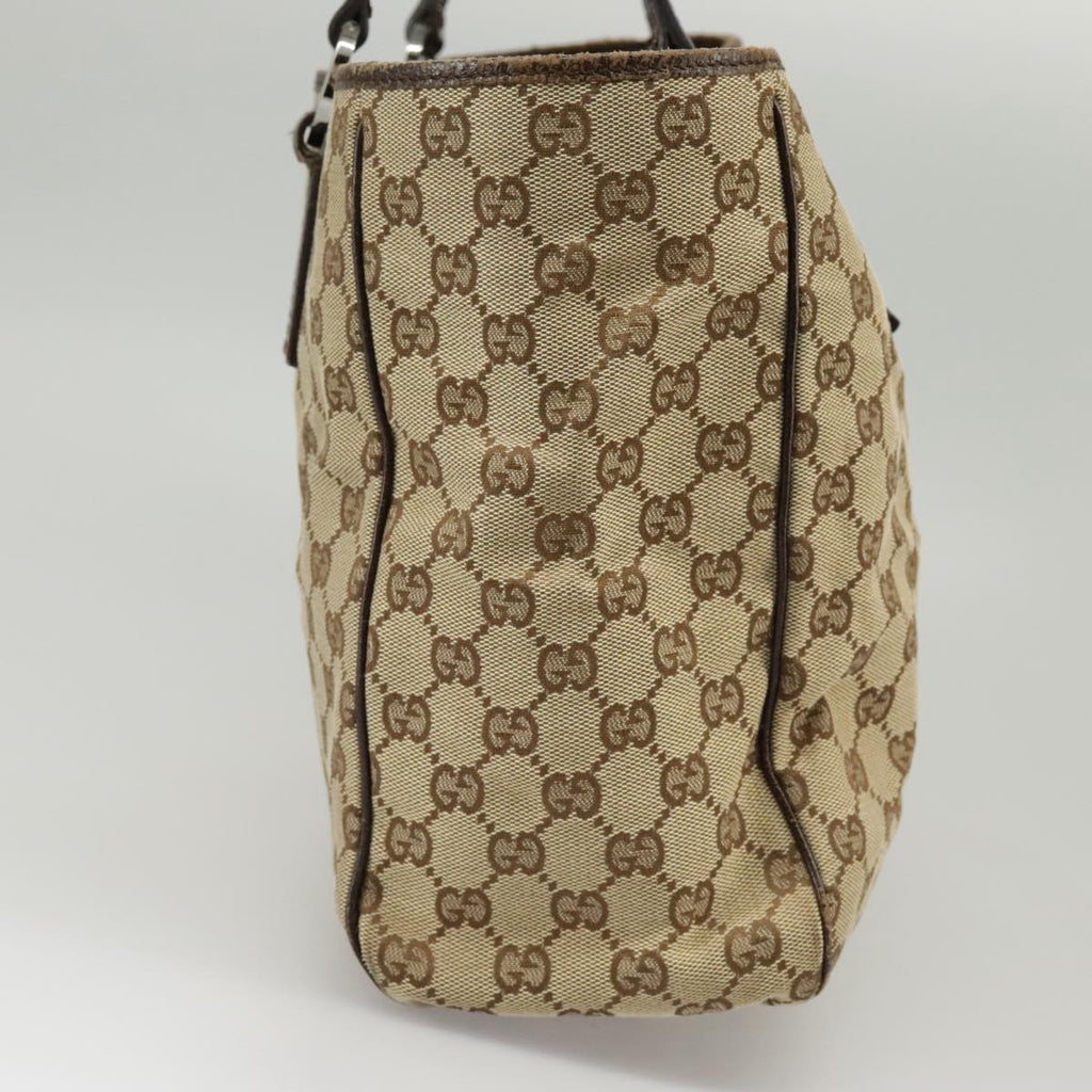 GUCCI GG Canvas Tote Bag Beige Silver 113017 99729