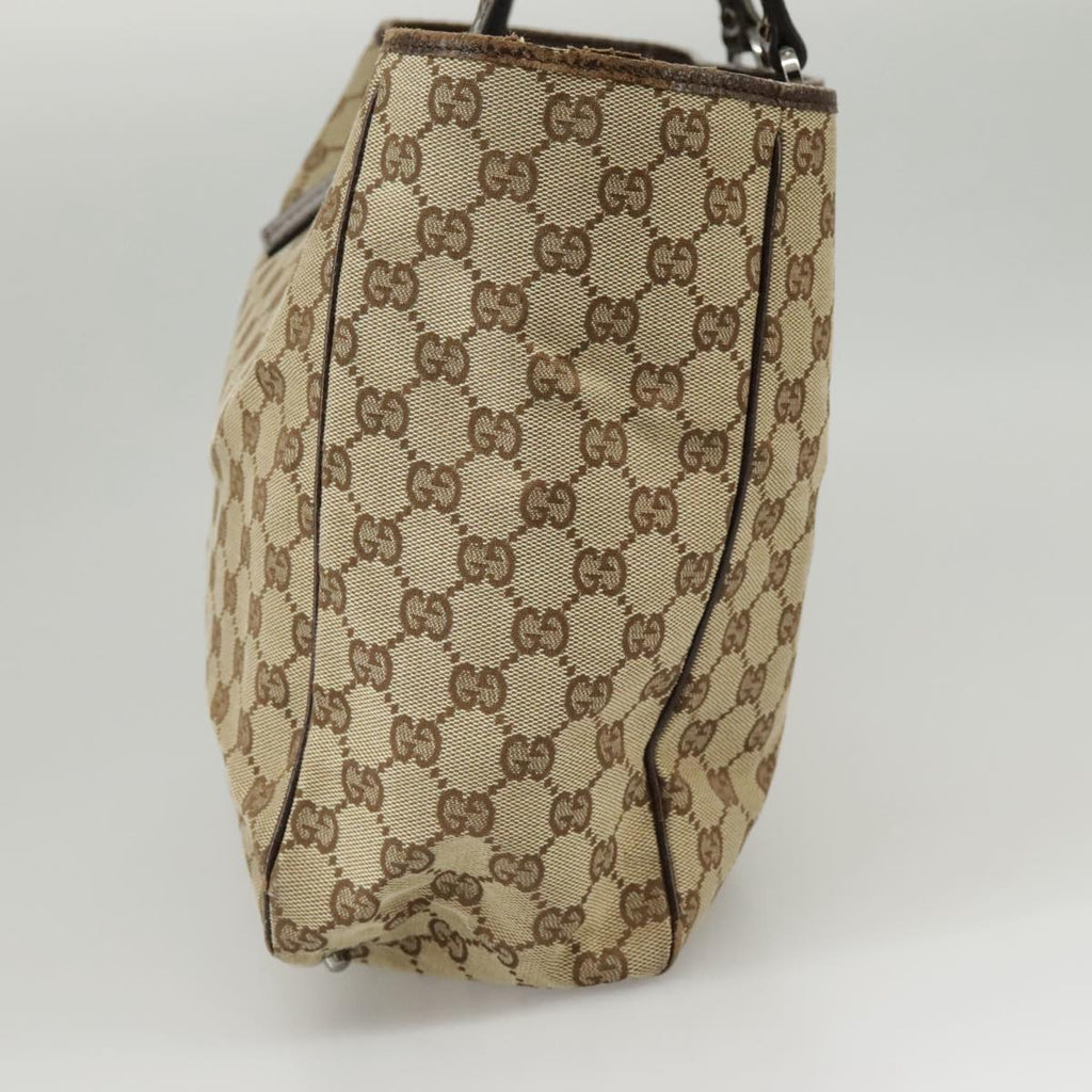 GUCCI GG Canvas Tote Bag Beige Silver 113017 99729