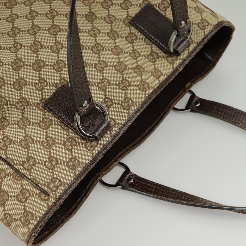 GUCCI GG Canvas Tote Bag Beige Silver 113017 99729
