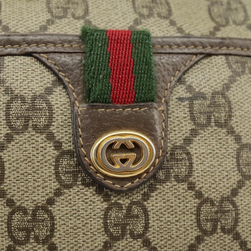 GUCCI GG Supreme Web Sherry Line Shoulder Bag PVC Beige 001 58 6594 99731