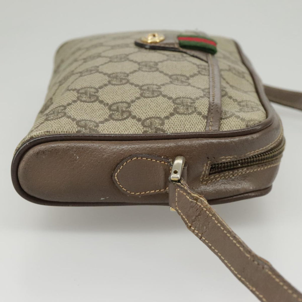 GUCCI GG Supreme Web Sherry Line Shoulder Bag PVC Beige 001 58 6594 99731