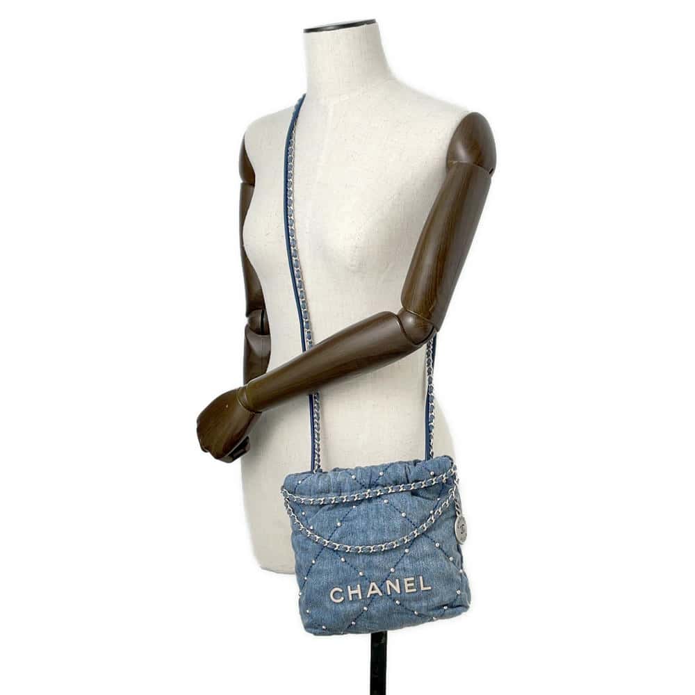CHANEL 22 ChainShoulder BlueAS3980 Denim Size Mini