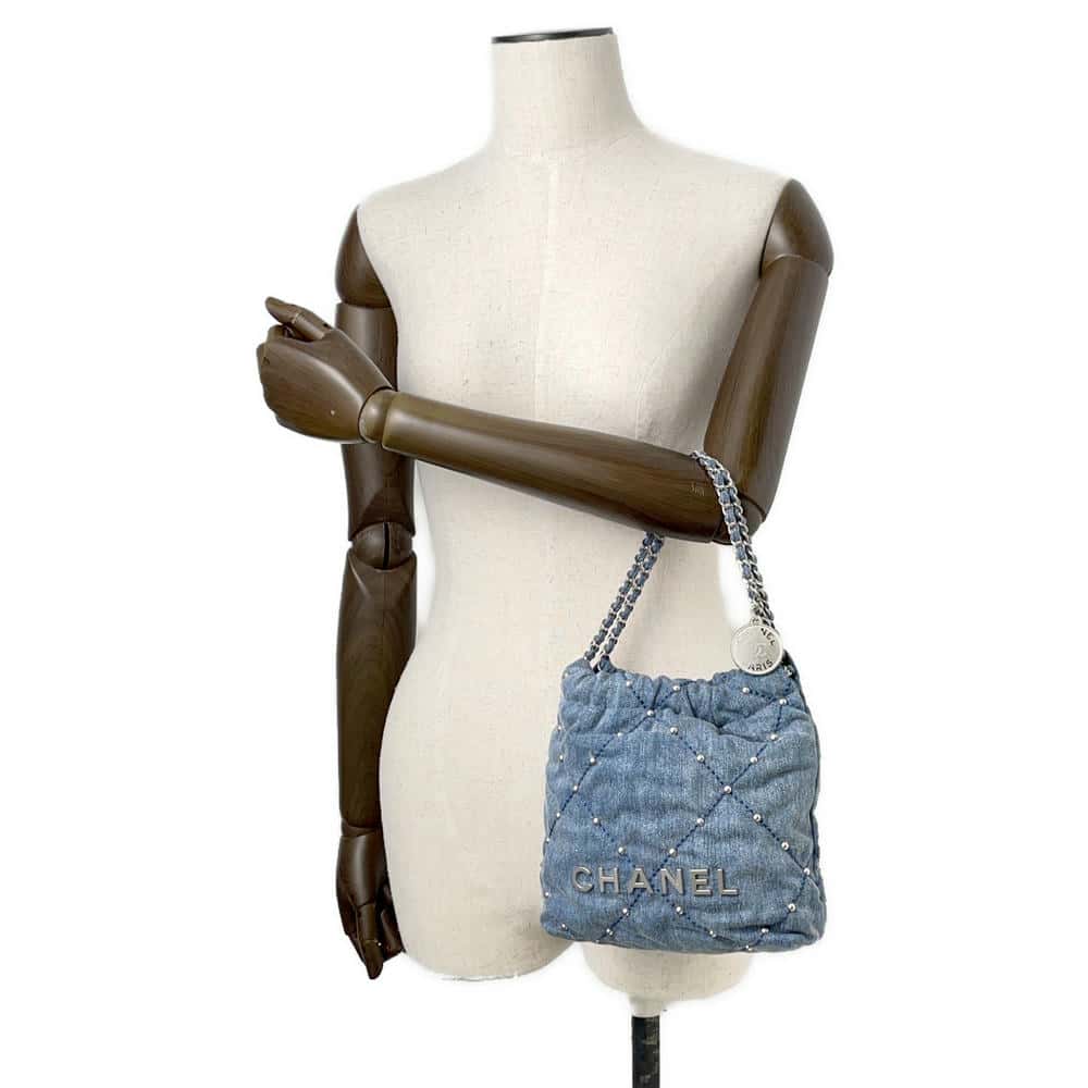 CHANEL 22 ChainShoulder BlueAS3980 Denim Size Mini