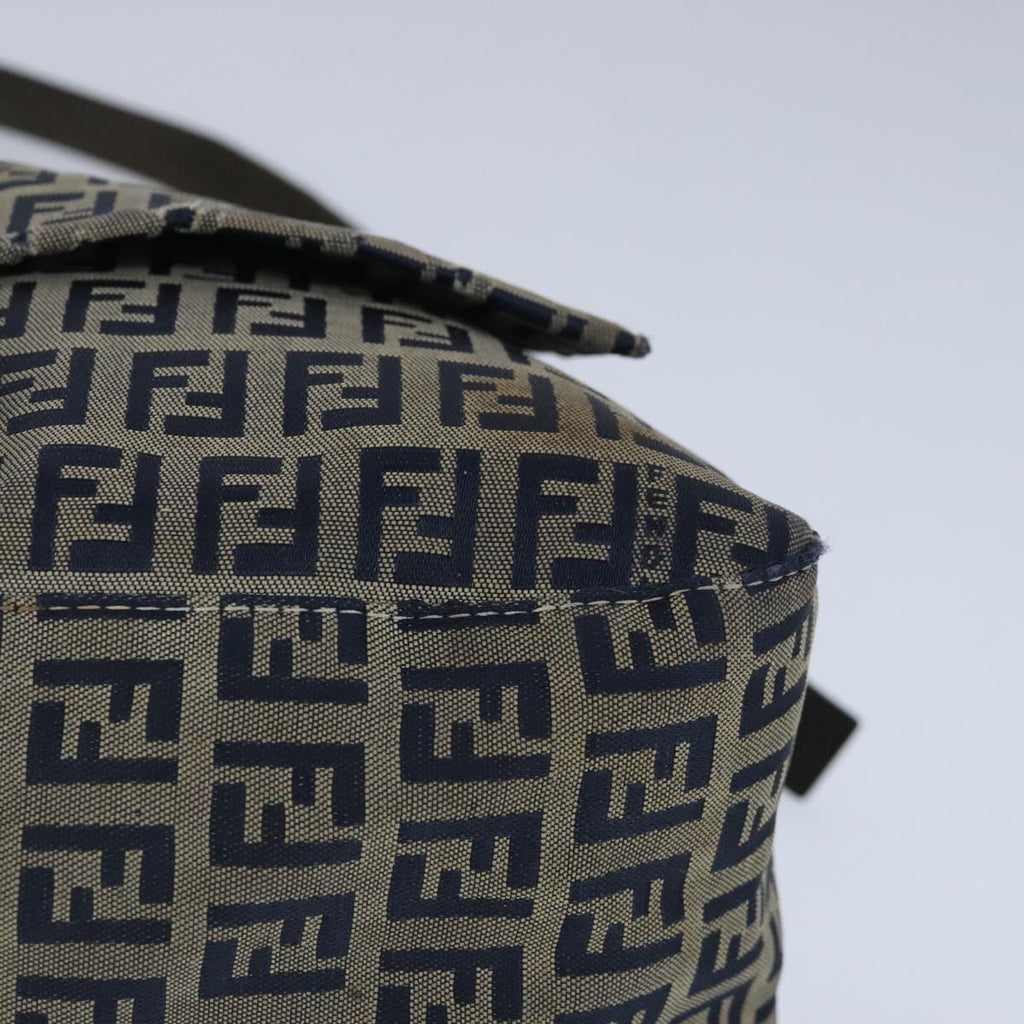 FENDI Zucchino Canvas Shoulder Bag Navy 99738