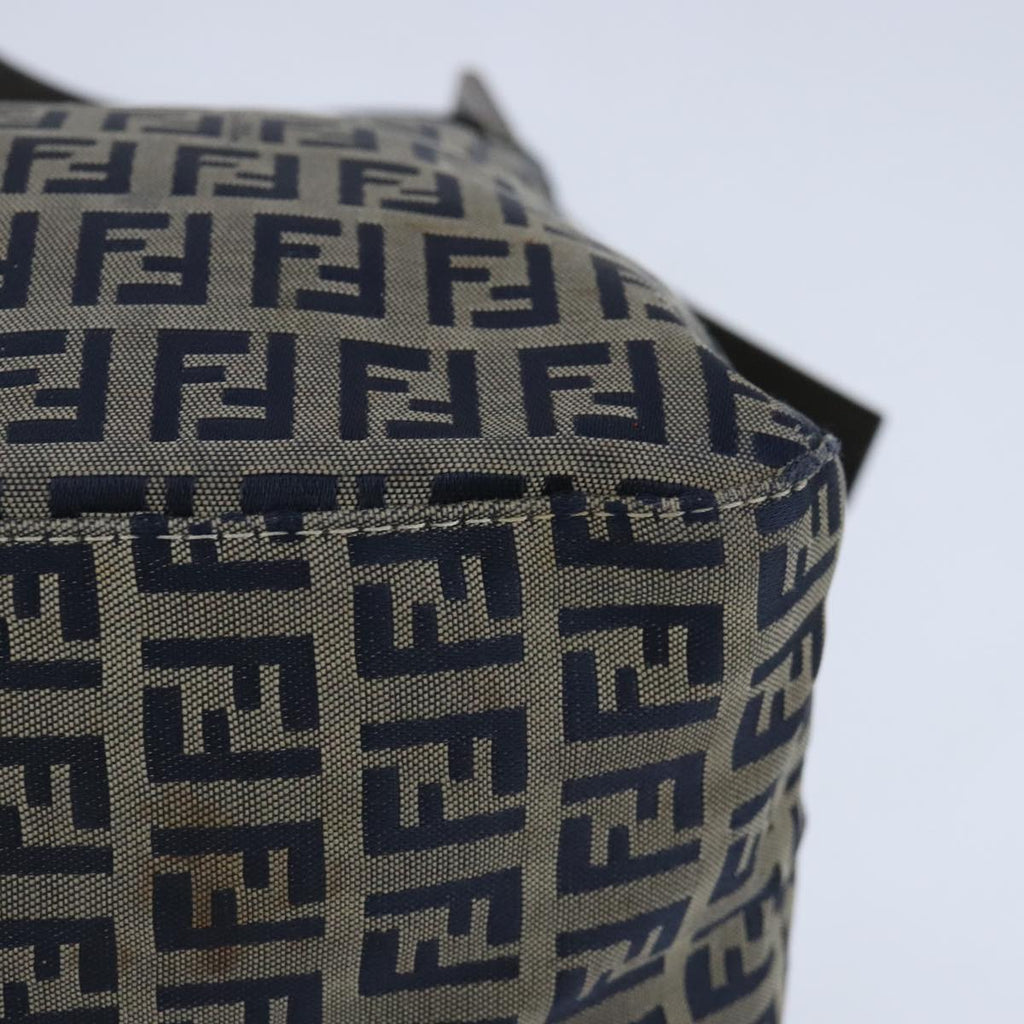 FENDI Zucchino Canvas Shoulder Bag Navy 99738