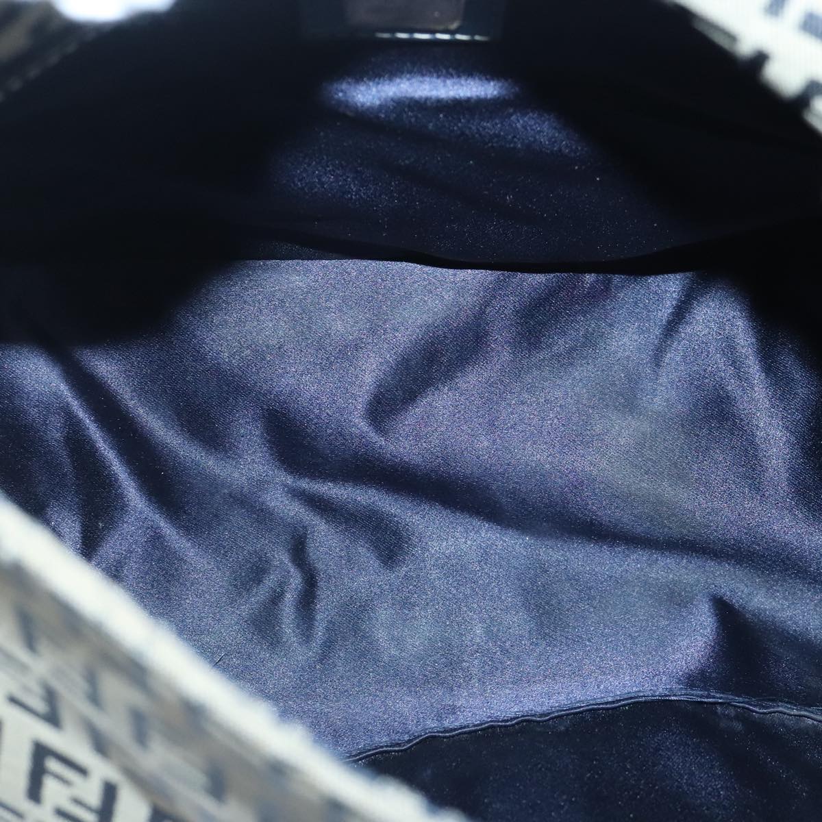FENDI Zucchino Canvas Shoulder Bag Navy 99738