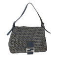 FENDI Zucchino Canvas Shoulder Bag Navy 99738