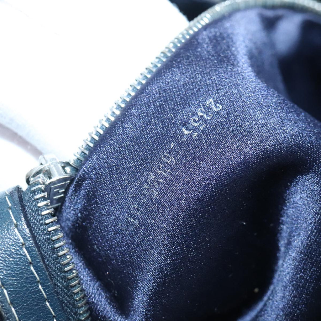 FENDI Zucchino Canvas Shoulder Bag Navy 99738