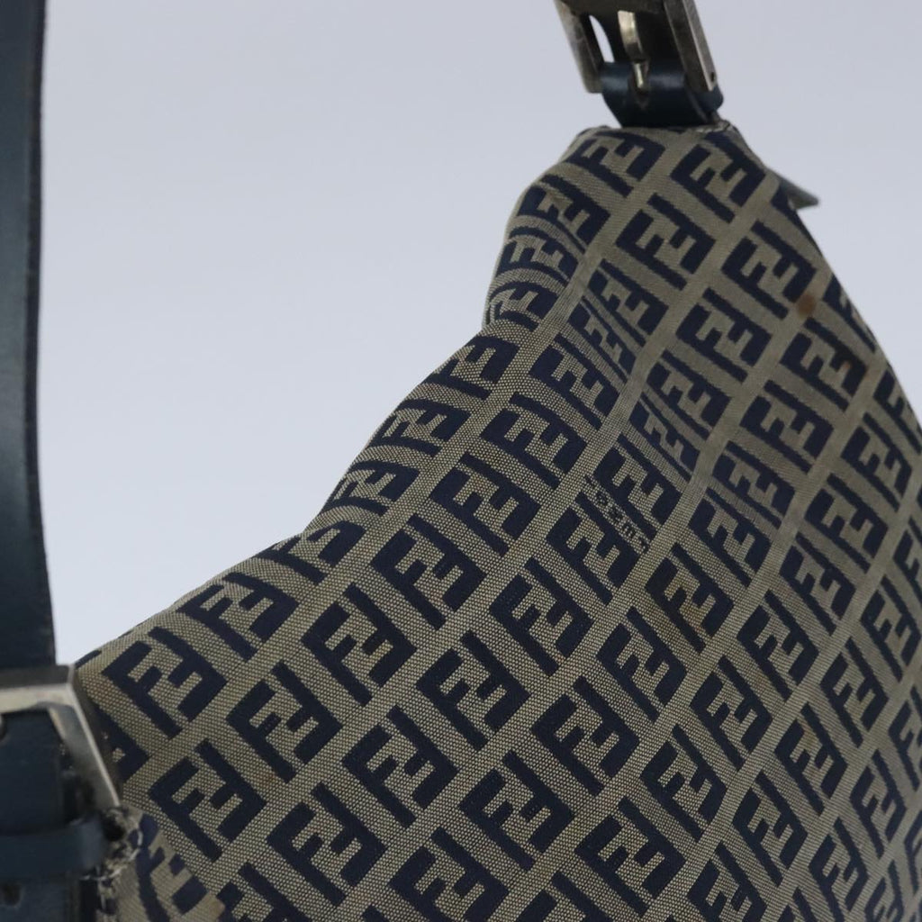 FENDI Zucchino Canvas Shoulder Bag Navy 99738