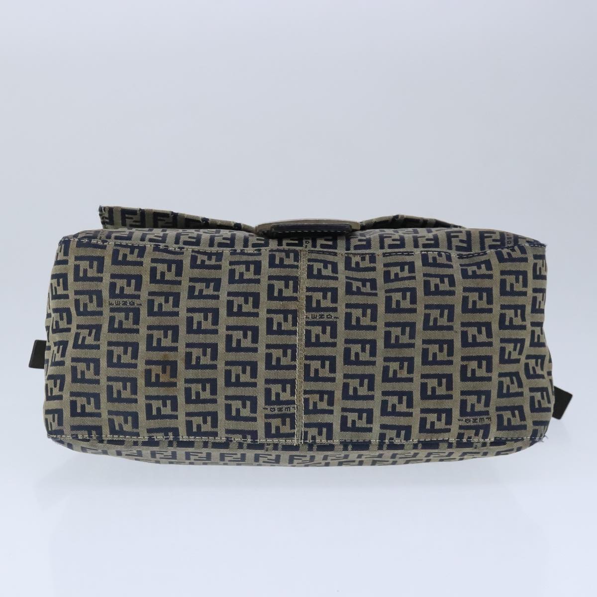 FENDI Zucchino Canvas Shoulder Bag Navy 99738