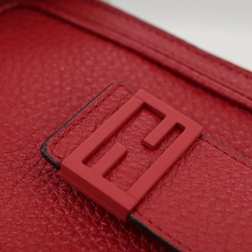 FENDI Shoulder Bag Leather Red 99763A