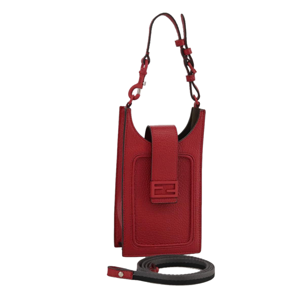 FENDI Shoulder Bag Leather Red 99763A