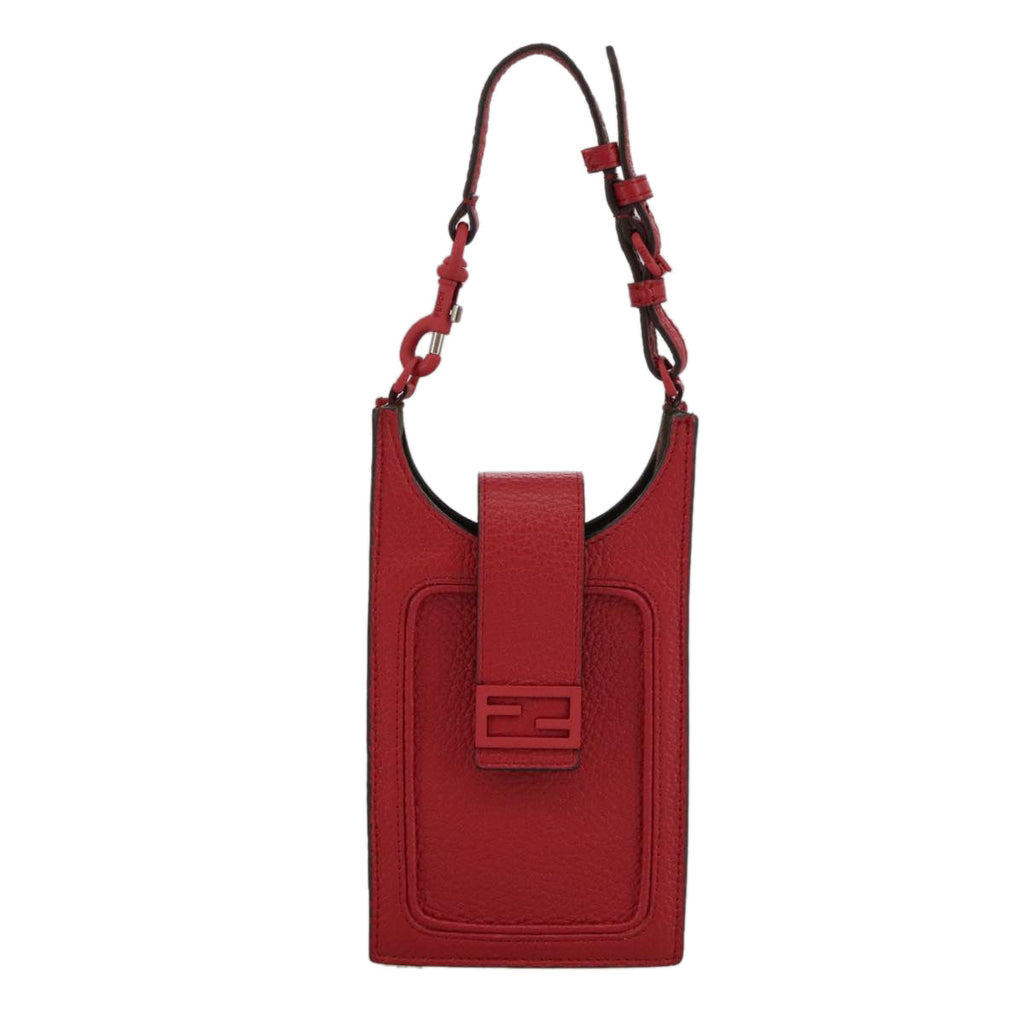 FENDI Shoulder Bag Leather Red 99763A