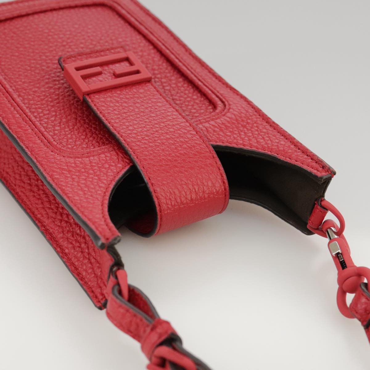 FENDI Shoulder Bag Leather Red 99763A