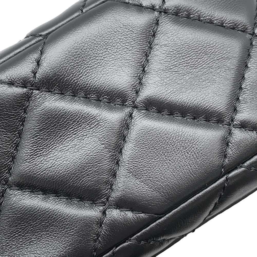 CHANEL Matelasse Flap Bag Black Shiny Lambskin