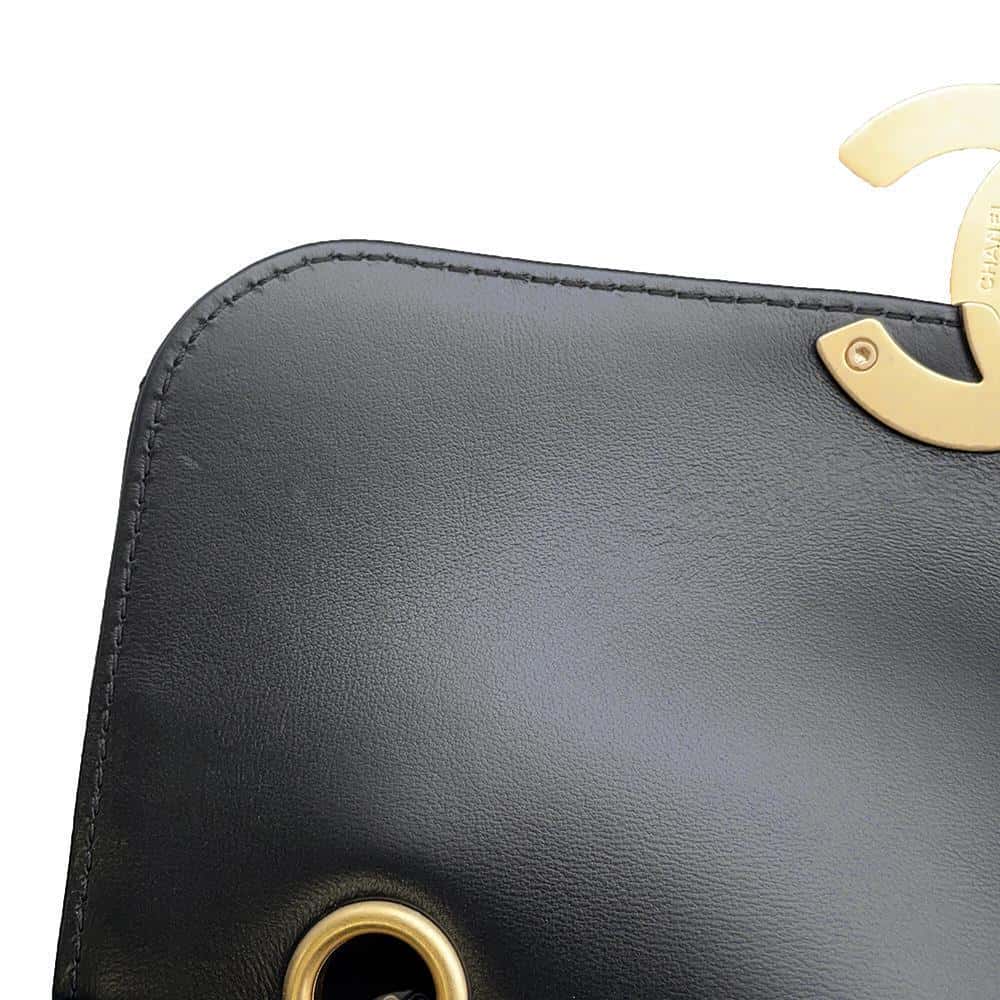 CHANEL Matelasse Flap Bag Black Shiny Lambskin