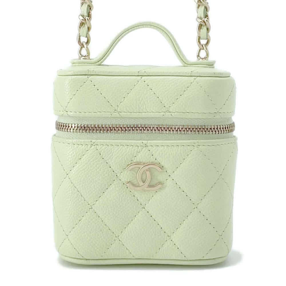 CHANEL Matelasse Small Vanity Shoulder Bag Light GreenAP2503 Caviar Leather