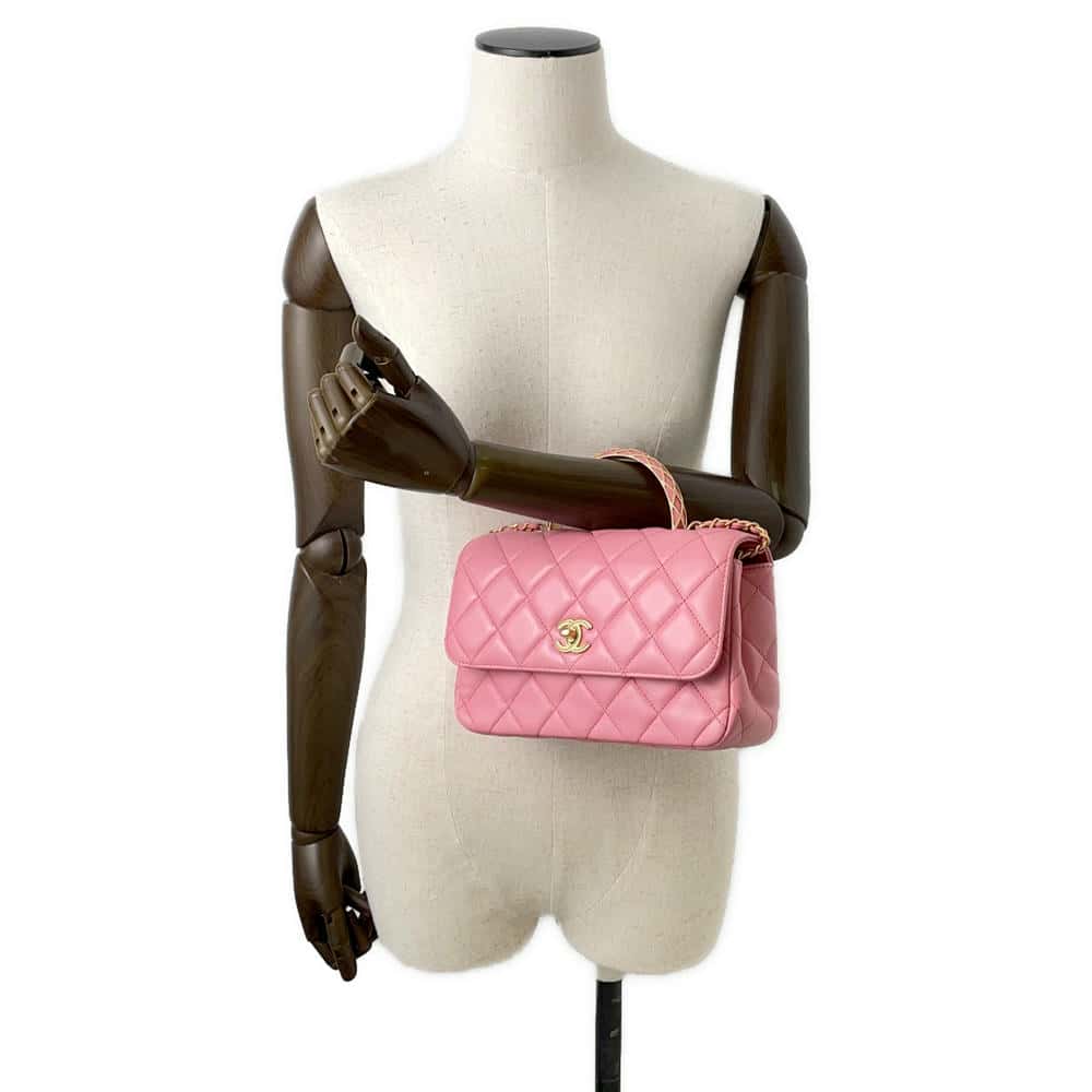 CHANEL Matelasse Lambskin 2WAY Shoulder Bag Top Handle PinkAS4233 Lambskin