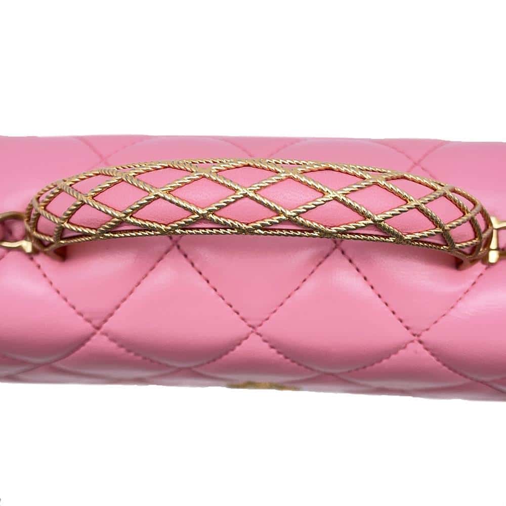 CHANEL Matelasse Lambskin 2WAY Shoulder Bag Top Handle PinkAS4233 Lambskin