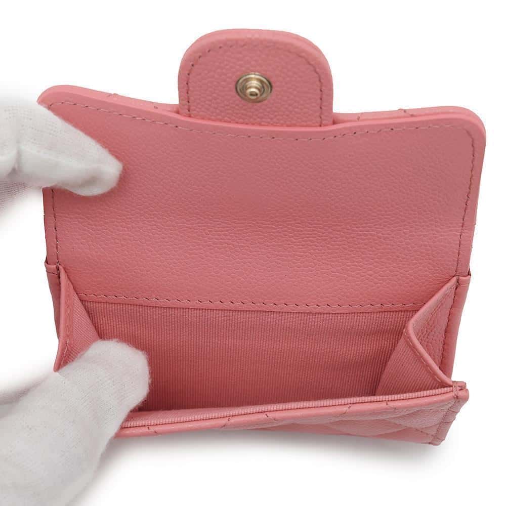 CHANEL Matelasse Classic Small Flap Wallet PinkAP0230 Caviar Leather