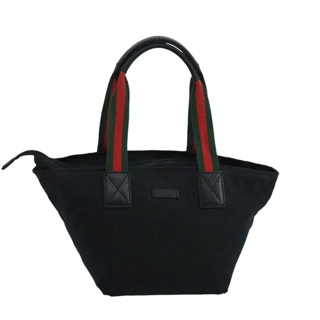 GUCCI GG Canvas Web Sherry Line Hand Bag Black Green Red 99796