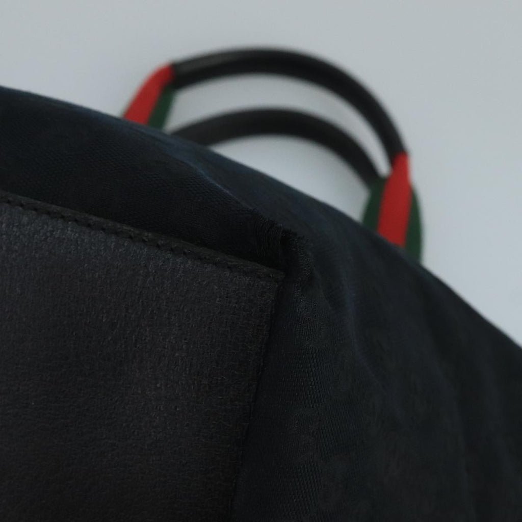 GUCCI GG Canvas Web Sherry Line Hand Bag Black Green Red 99796