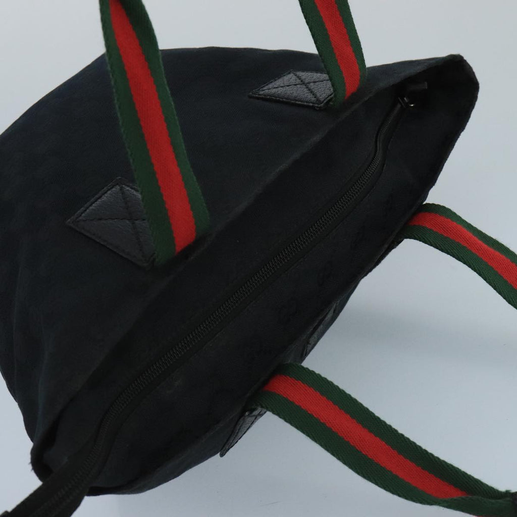 GUCCI GG Canvas Web Sherry Line Hand Bag Black Green Red 99796