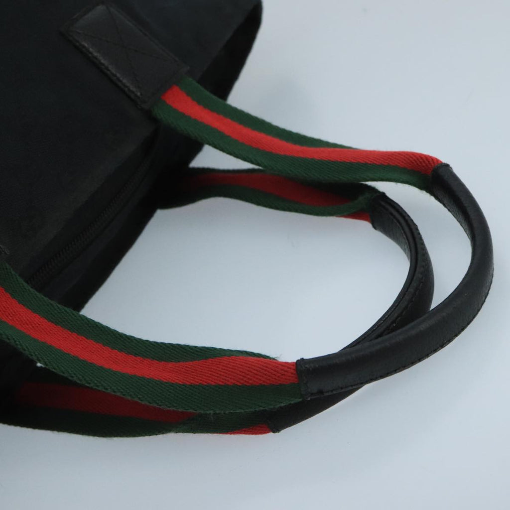 GUCCI GG Canvas Web Sherry Line Hand Bag Black Green Red 99796
