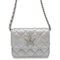 CHANEL Years Gift Star Motif Chain Waist Pouch Silver Lambskin