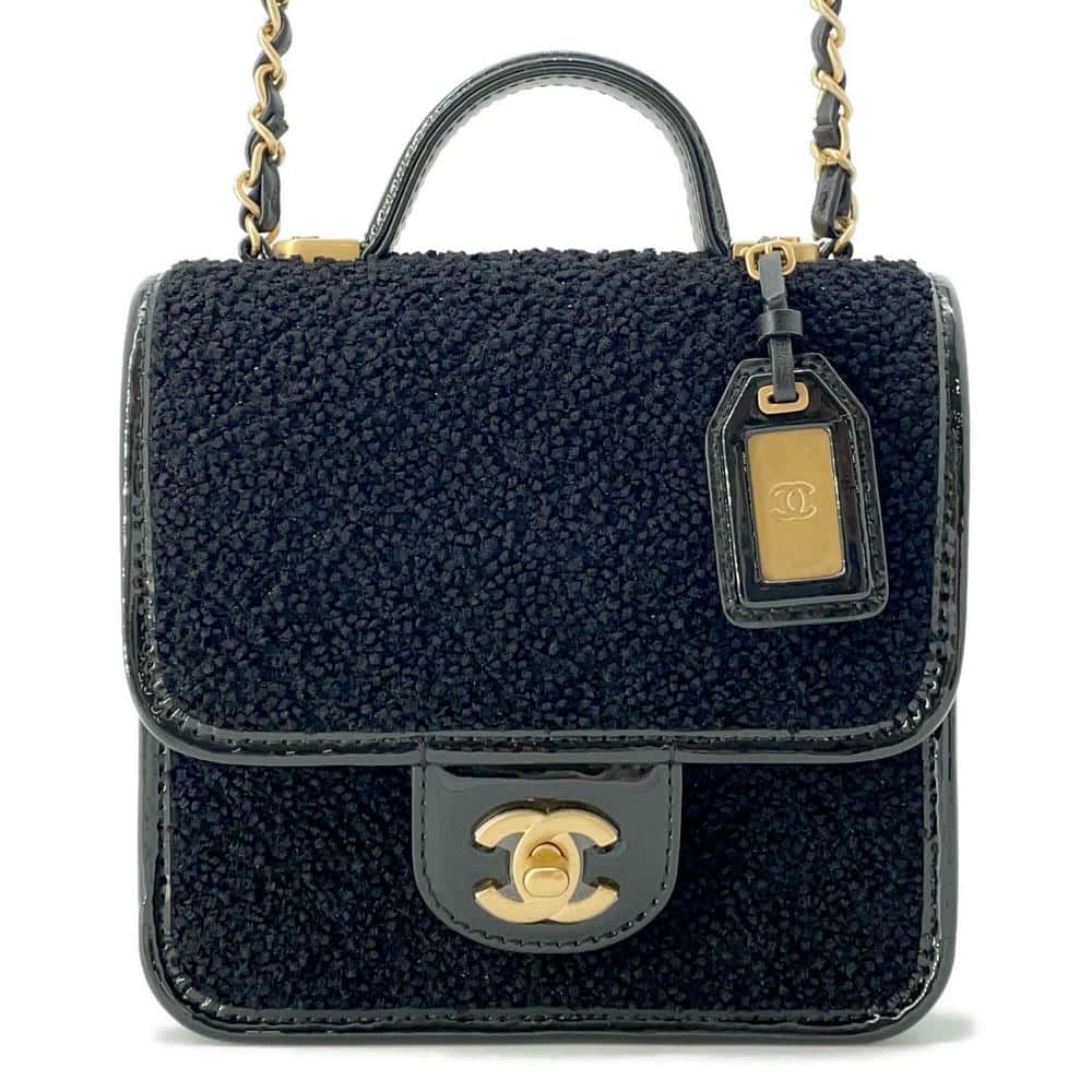 CHANEL Handle ChainShoulder Bag BlackAS3652 Jersy Patent Leather