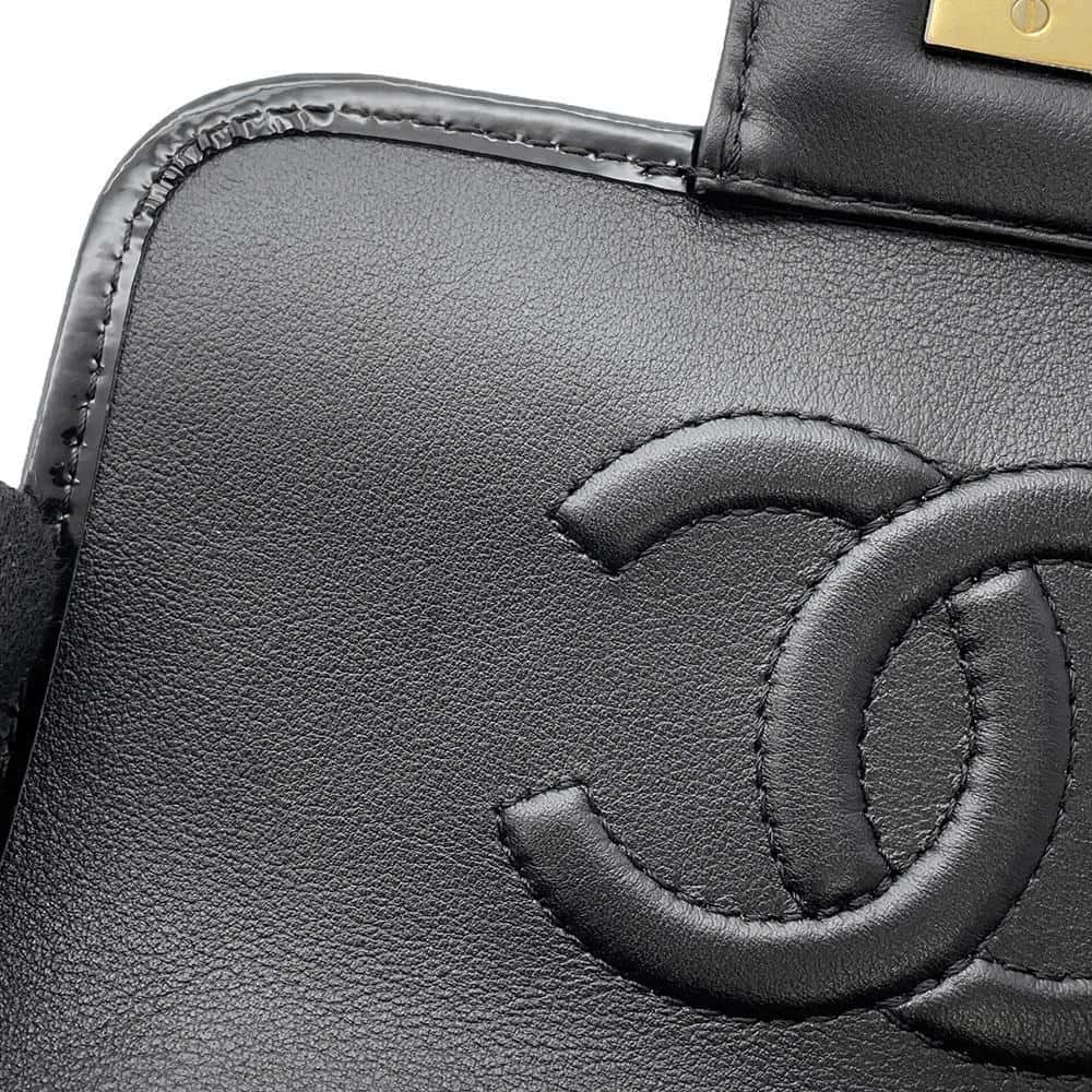 CHANEL Handle ChainShoulder Bag BlackAS3652 Jersy Patent Leather