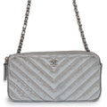 CHANEL Chevron Chain wallet SilverA82527 Calf Leather