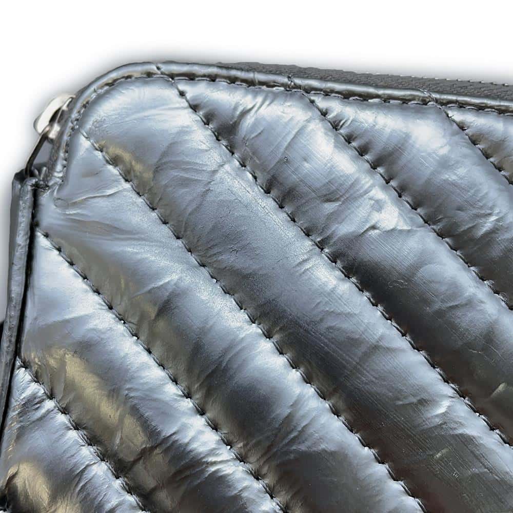 CHANEL Chevron Chain wallet SilverA82527 Calf Leather