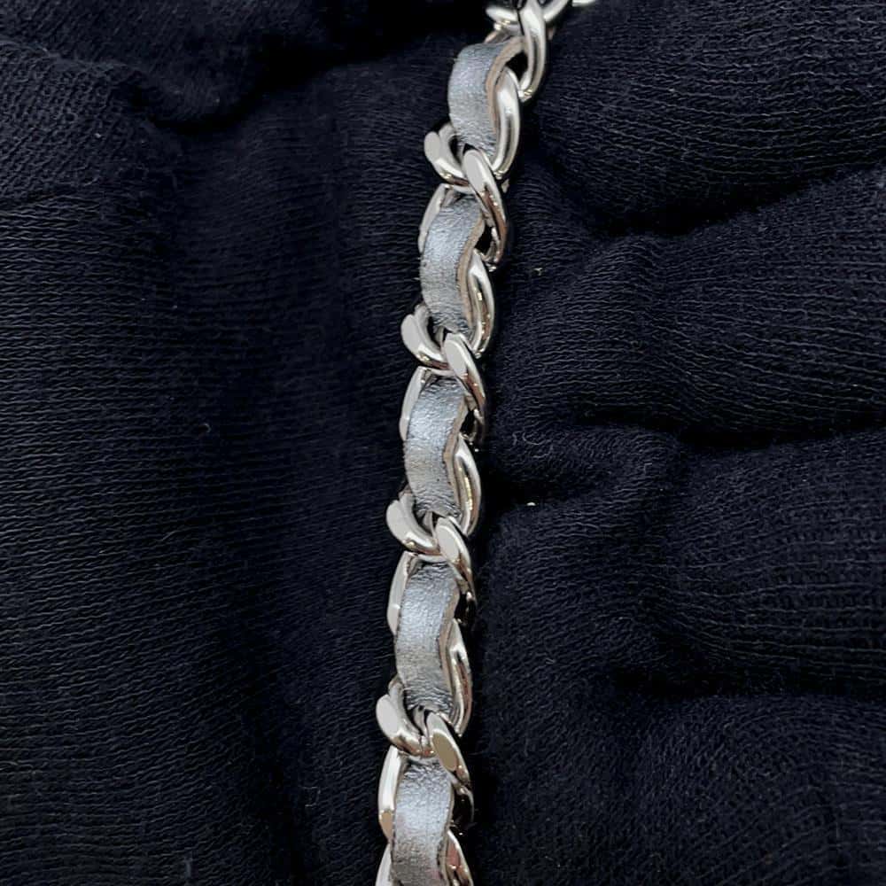 CHANEL Chevron Chain wallet SilverA82527 Calf Leather