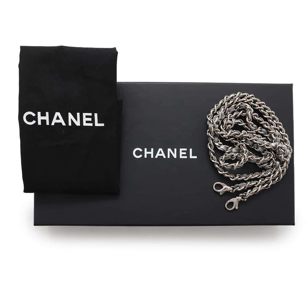 CHANEL Chevron Chain wallet SilverA82527 Calf Leather