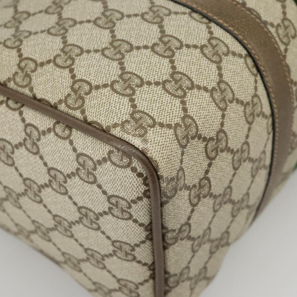 GUCCI GG Supreme Web Sherry Line Hand Bag PVC Beige Red 58 02 007 99813
