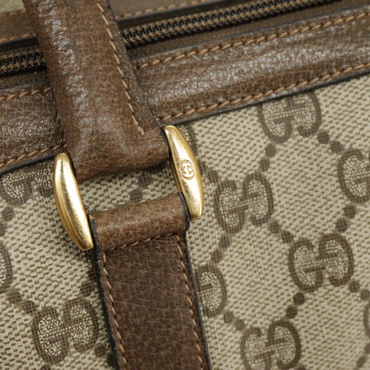 GUCCI GG Supreme Web Sherry Line Hand Bag PVC Beige Red 58 02 007 99813