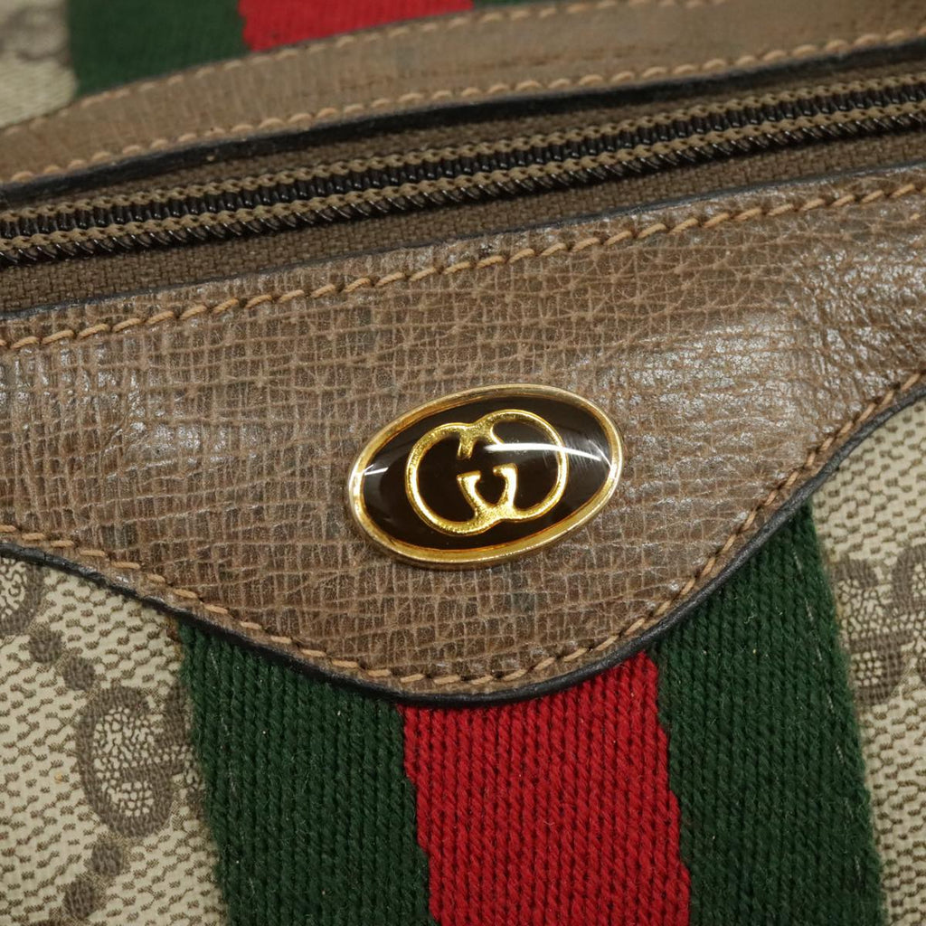GUCCI GG Supreme Web Sherry Line Hand Bag PVC Beige Red 58 02 007 99813