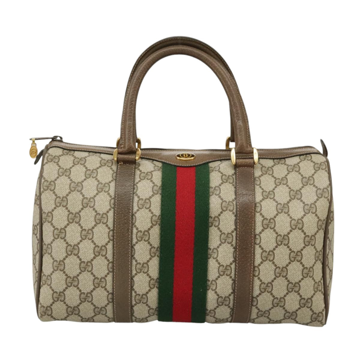 GUCCI GG Supreme Web Sherry Line Hand Bag PVC Beige Red 58 02 007 99813