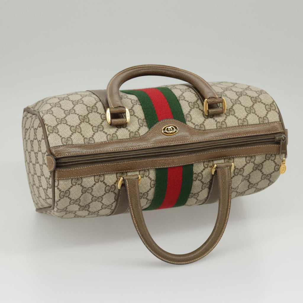 GUCCI GG Supreme Web Sherry Line Hand Bag PVC Beige Red 58 02 007 99813