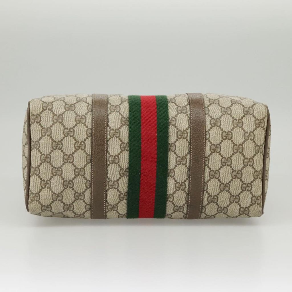 GUCCI GG Supreme Web Sherry Line Hand Bag PVC Beige Red 58 02 007 99813