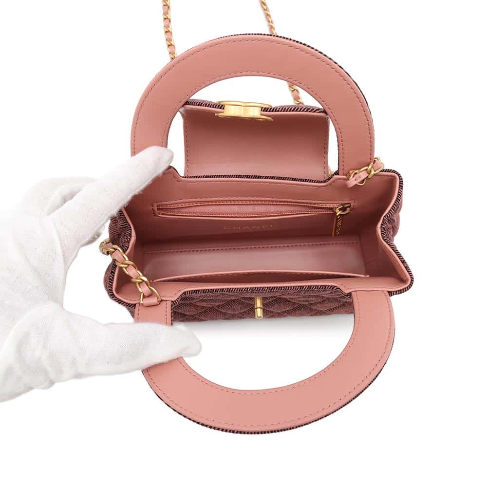 CHANEL Mini Shopping Bag Orange/BlackAS4416 Washed Denim
